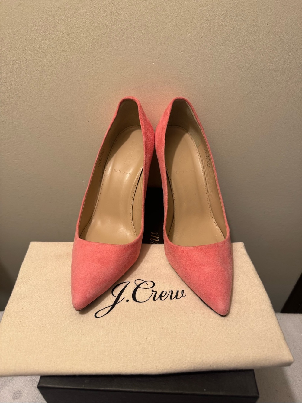 J.Crew Collection Elsie Suede Pumps Neon Dahlia Pink Size 8 EUC Made in Italy